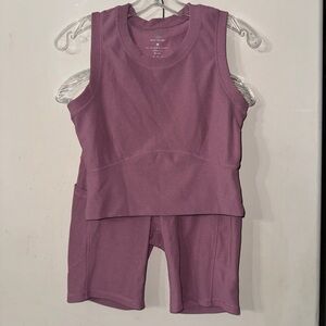 Purple Sleeveless Top and Shorts Set